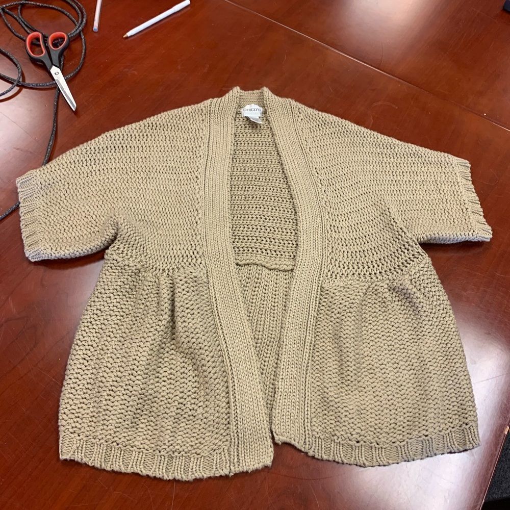 Chico’s Open Front Peplum Cardigan sz 1 or S